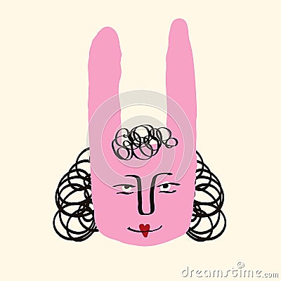 Strange funny rabbit with lovely face. Modern trendy illustration Vector Illustration