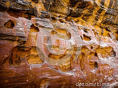 Strange geological textures and vivid colors of the Great Wash in late autumn, Capitol Reef National Park Stock Photo