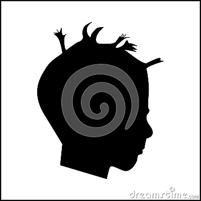 Strange hairstyles profile Vector Illustration