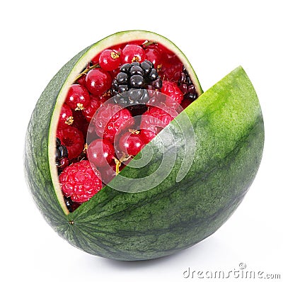 Ibrid fruit watermelon-berries Stock Photo