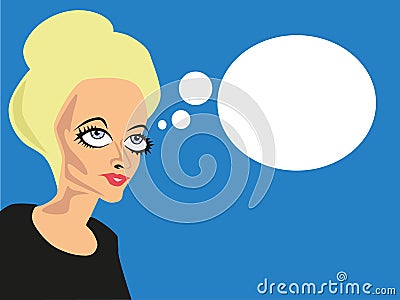 Strange looking woman with comic bubbles Vector Illustration