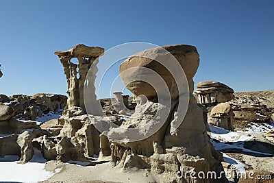 Strange Rock Formation in Bisti Badlands (Alien Throne) New Mexico Editorial Stock Photo