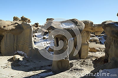 Strange Rock Formation in Bisti Badlands Valley of Dreams New Mexico Editorial Stock Photo