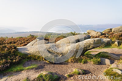 Strange shaped rocks on Surprise View on a msity autumn morning Stock Photo