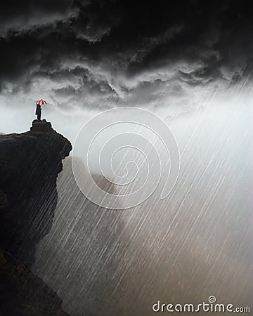 Surreal Storm, Rain, Mountain, Weather Stock Photo