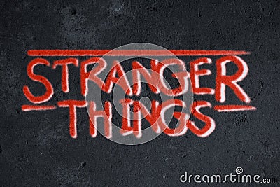 Stranger Things graffiti on grunge wall Editorial Stock Photo