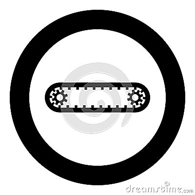 Strap for engine toothed belt for gears cambelt timing gas distribution mechanism icon in circle round black color vector Vector Illustration