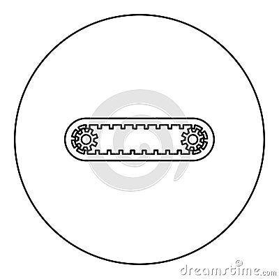 Strap for engine toothed belt for gears cambelt timing gas distribution mechanism icon in circle round black color vector Vector Illustration