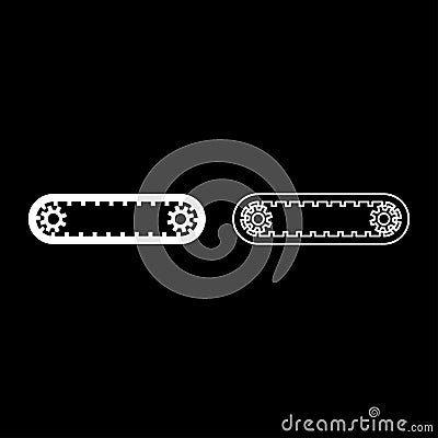 Strap for engine toothed belt for gears cambelt timing gas distribution mechanism set icon white color vector illustration image Vector Illustration