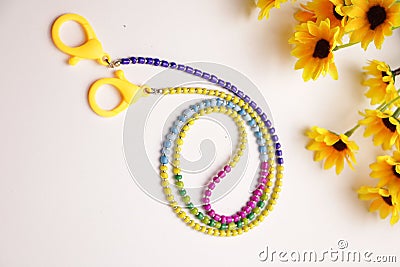 Strap mask beads handmade Stock Photo