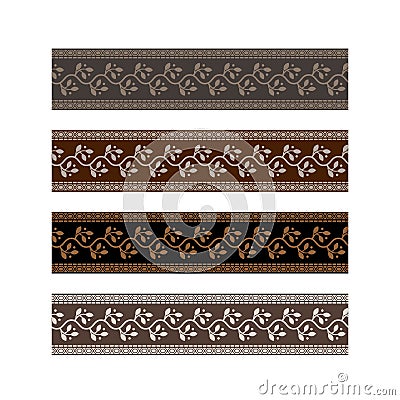 Strap pattern design tape with leaf ornament. Vector Illustration