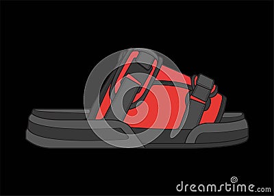 Strap sandals multicolor drawing vector, strap sandals in a multicolor style, vector Illustration. with black background Vector Illustration