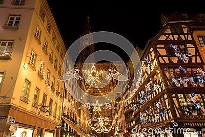 Strasboug December 2015 .Christmas decoration at Strasbourg, Alsace Stock Photo