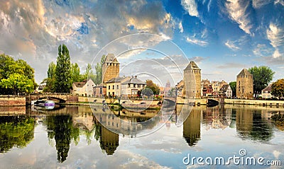 Strasbourg, Alsace, France. Traditional half timbered houses of Petite France. Stock Photo