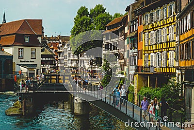 Strasbourg channels and old town Editorial Stock Photo