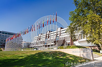 Strasbourg, France, August 2019. Three-quarter view of the Palace of Europe, the building that houses the headquarters of the Editorial Stock Photo