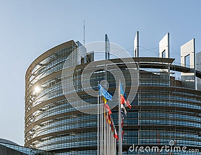 All European countries members flags waving Parliament elections Editorial Stock Photo