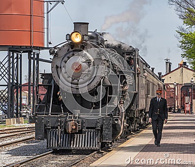 Strasburg Rail Road Arrives at Train Station Editorial Stock Photo