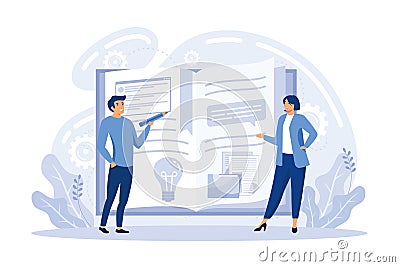 Strategic business planning, automation process. Business mission, rules, Vector Illustration