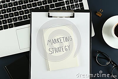 Strategic markrting planning. Workspace of a professional. Stock Photo