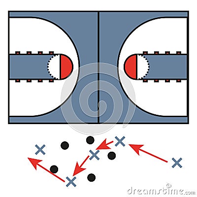 Strategic Moves in Basketball Game Vector Illustration