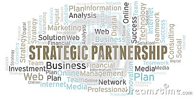 Strategic Partnership word cloud create with text only. Vector Illustration