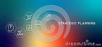 Strategic Planning gradient header plan idea strategy business work report forecast data strategizing analyzing Vector Illustration