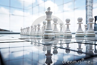 strategic thinking and decision-making with this minimalist chess pieces concept. Stock Photo