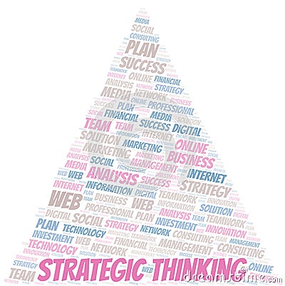 Strategic Thinking word cloud create with text only. Vector Illustration