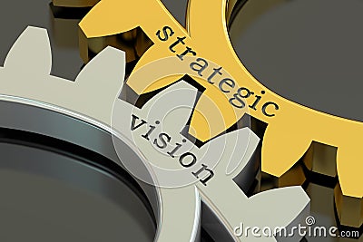 Strategic Vision concept on the gearwheels, 3D rendering Stock Photo