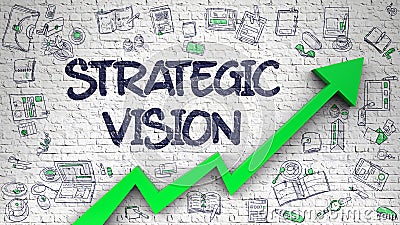 Strategic Vision Drawn on White Wall. 3d. Stock Photo