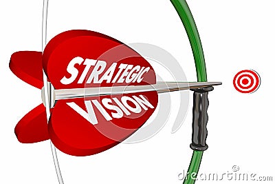 Strategic Vision Target Bow Arrow Words Stock Photo