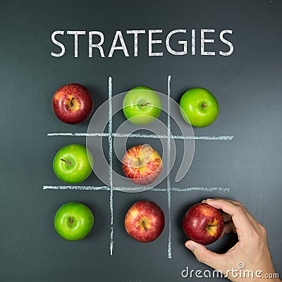 Strategies concept with tic tac toe game Stock Photo