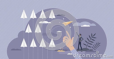 Strategy change and new direction in business vision tiny person concept Vector Illustration