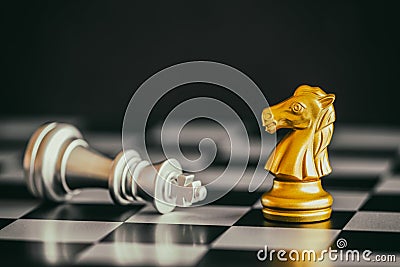 Strategy chess battle Intelligence challenge game on chessboard. Stock Photo