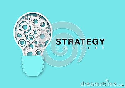 Strategy concept with light bulb gears vector Vector Illustration