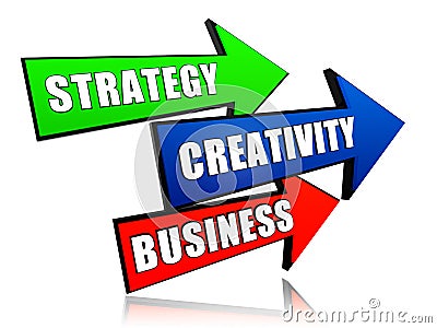 Strategy, creativity, business in arrows Stock Photo