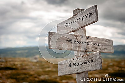 strategy execution success signpost outdoors Stock Photo