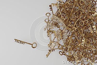 Strategy idea concept business. Golden keys with talent sign. 3D rendering Stock Photo