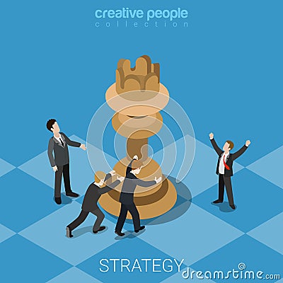 Strategy knight move business chess queen flat vector isometric Vector Illustration