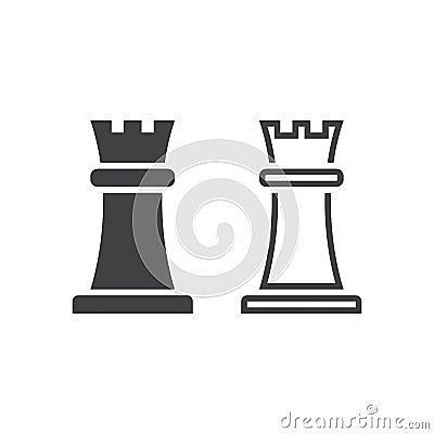 Strategy line icon, chess outline and solid vector sign, linear Vector Illustration