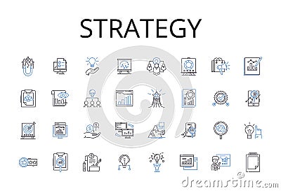 Strategy line icons collection. Plan, Tactic, Approach, Scheme, Blueprint, Method, Procedure vector and linear Vector Illustration