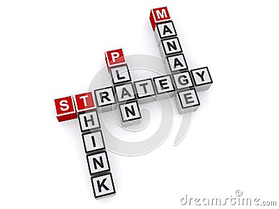 Strategy plan think manage word blocks Stock Photo