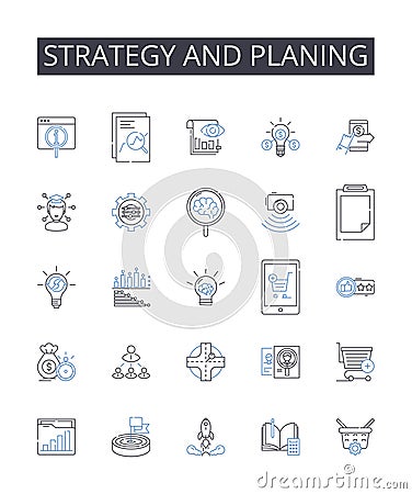 Strategy and planing line icons collection. Hope and optimism, Free and independent, Trusrthy and reliable, Insight and Vector Illustration