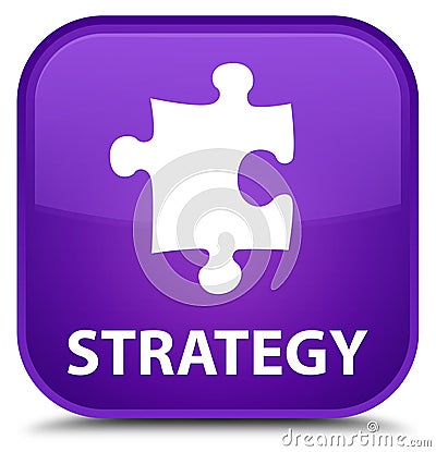 Strategy (puzzle icon) special purple square button Cartoon Illustration