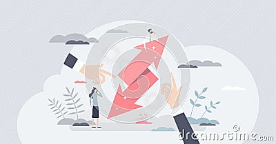 Strategy shift and business direction change to opposite tiny person concept Vector Illustration