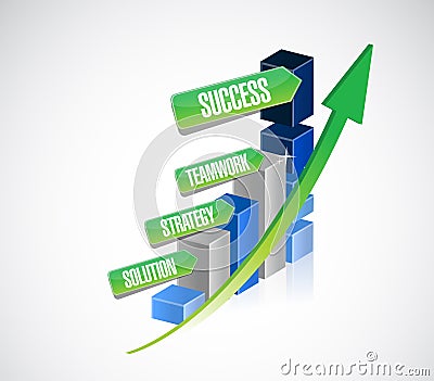 strategy solution, teamwork business success graph Cartoon Illustration