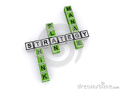 Strategy think plan manage word blocks Stock Photo