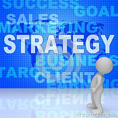 Strategy Words Indicates Solutions Vision And Trade 3d Rendering Stock Photo