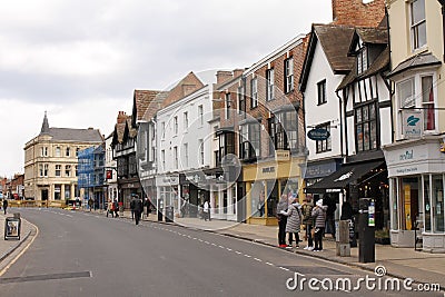 Stratford Upon Avon High Street, closed to Traffic to allow for Social Distancing during Pandemic Lockdown, April 2021. Editorial Stock Photo